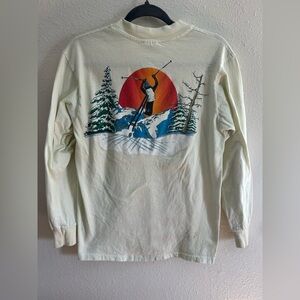 Vintage 80s Hanes Beefy T Made In USA Ski Lake Tahoe Long Sleeve Tee Size M